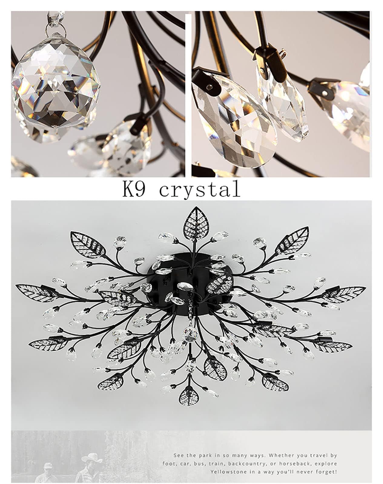 Modern Crystal Ceiling Light Fixture,Semi Flush Mount Chandeliers,Crystal Leaf Ceiling Light, Chandeliers for Dining Room,Living Room,Bedroom (Gold, 12-Lights)