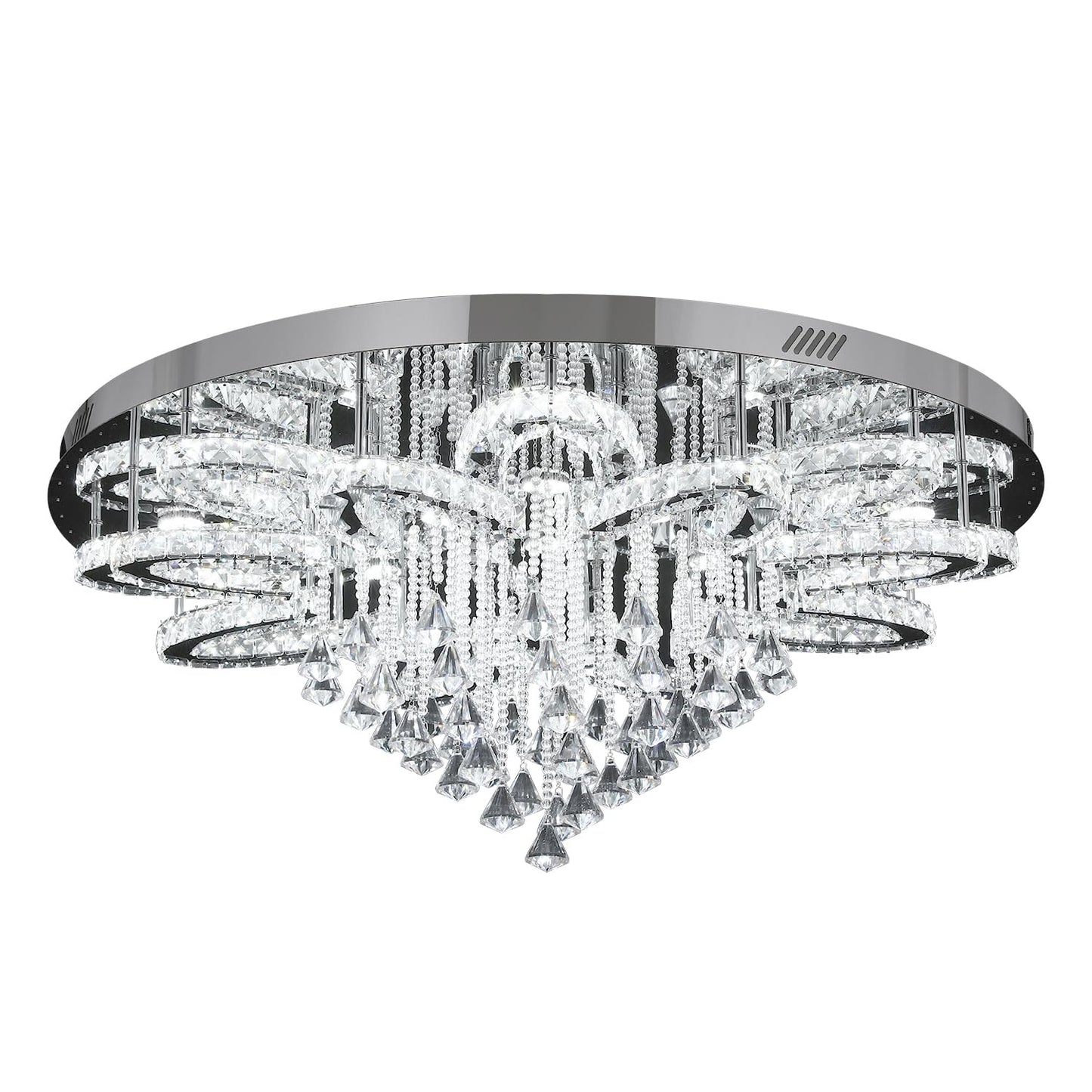 Flashing God W40 Modern Crystal Chandelier for Living Room Crystal Flush Mount LED Gold Ceiling Light Fixture for Foyer Dining Room Hallway Dimmable 2700k 4500k 6000k