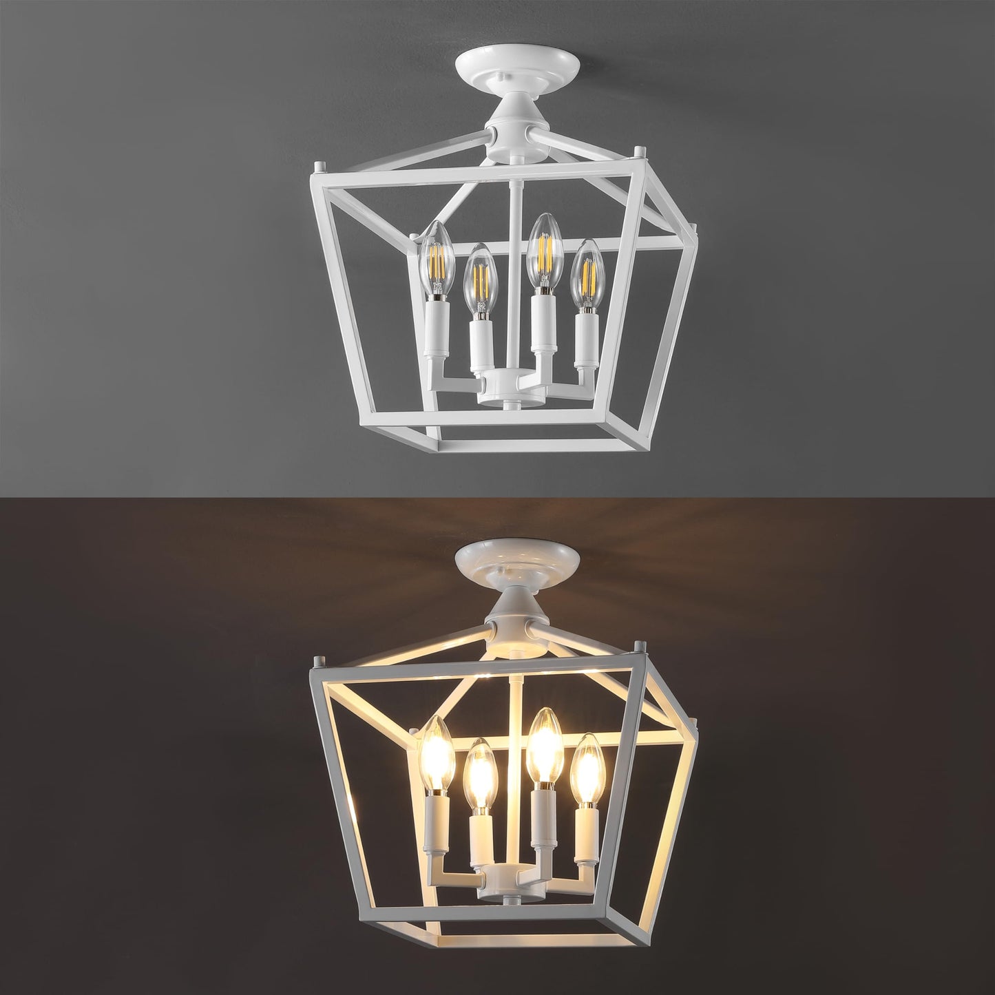 JONATHAN Y JYL7610A Plains Mini-Laterne, 30,5 cm, 4 Lichter, Eisen, modernes Bauernhaus-LED-Bündigeinbauset, rustikal, industriell, dimmbar, 2700 K, gemütliches warmes Licht, für Küche, Flur, Badezimmer, Treppenhaus, ölgeriebene Bronze 