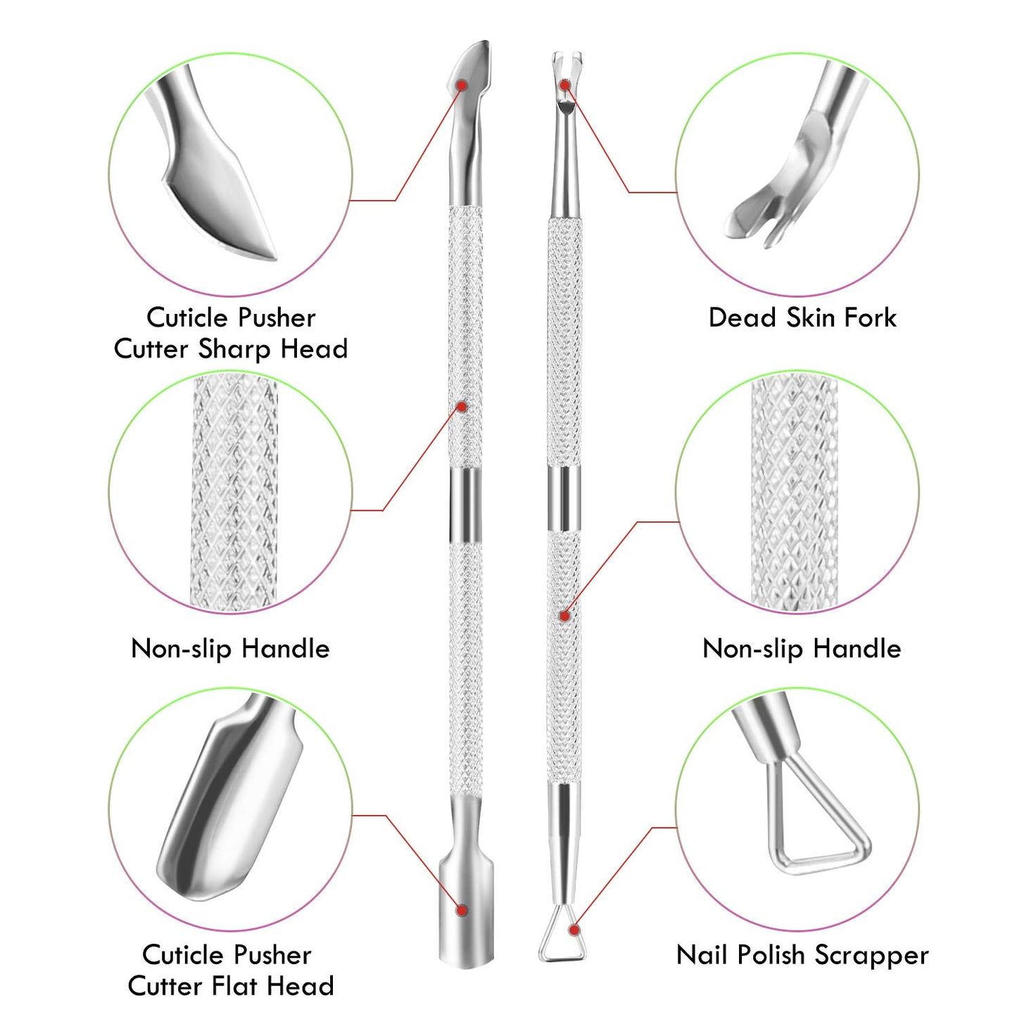 Coupe-cuticules, coupe-cuticules avec repousse-cuticules, XUNXMAS, outils de manucure et pédicure professionnels en acier inoxydable, coupe-ongles, ciseaux, coupe-ongles pour ongles des mains et des pieds, peaux mortes 