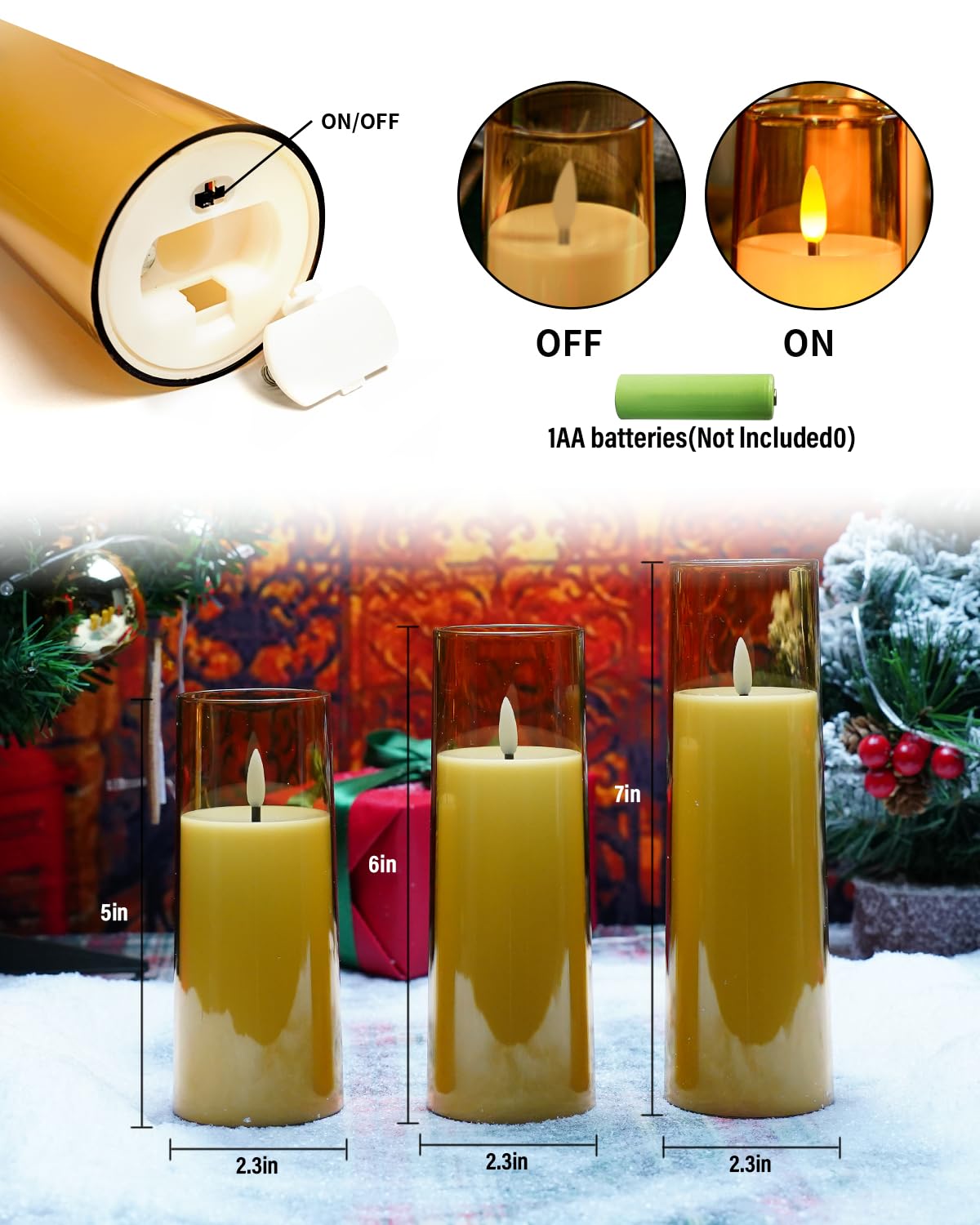 Flickering Flameless Candles Battery Operated with Remote and 2/4/6/8 H Timer Plexiglass Led Pillar Candles Pack of 9 (D2.3"xH 5"6"7")with Realistic Moving Wick Candles for Home Decor(White)