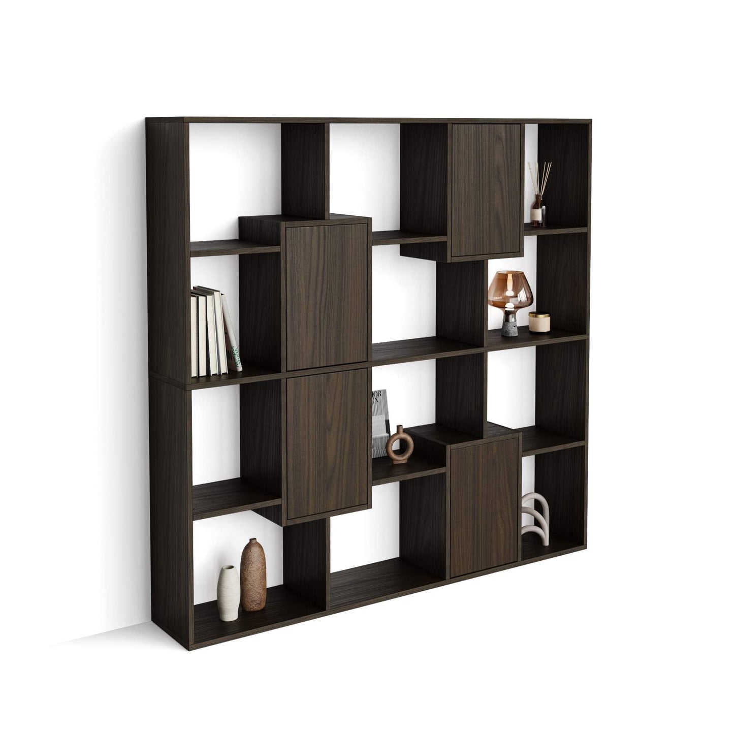 Mobili Fiver, Iacopo XS Bücherregal (63,31 x 31,5 Zoll), rustikale Eiche, Aufbewahrungsbücherregal, modernes Bücherregal für Wohnzimmer, Büro, italienische Möbel 