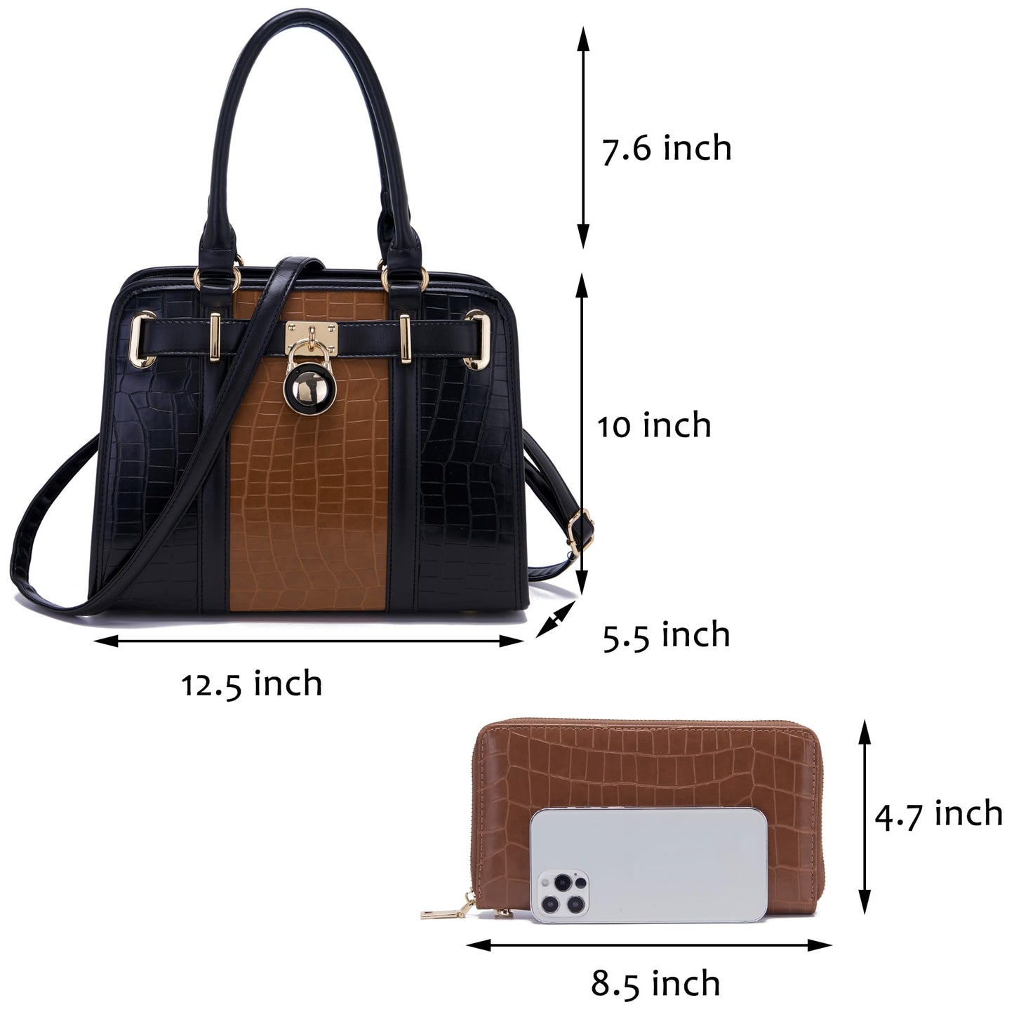 Handbags Sets For Women Shoulder Bags Top Handle Work Satchel Tote Purses Set With Matching Wallet 2pcs