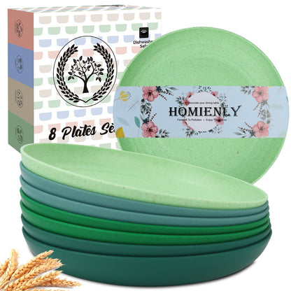Homienly Wheat Straw Dinner Plates – Unbreakable set of 8
