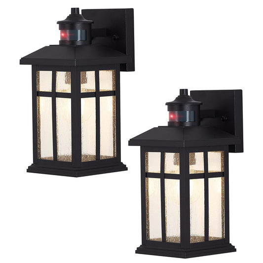 Motion Sensor Outdoor Wall Light – Waterproof, Dusk to Dawn, Matte Black