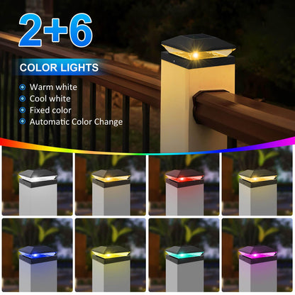 T-SUN Solar Post Cap Lights, 6 Pack – Warm & Cool White, Waterproof, Fits 4x4/5x5/6x6 Posts