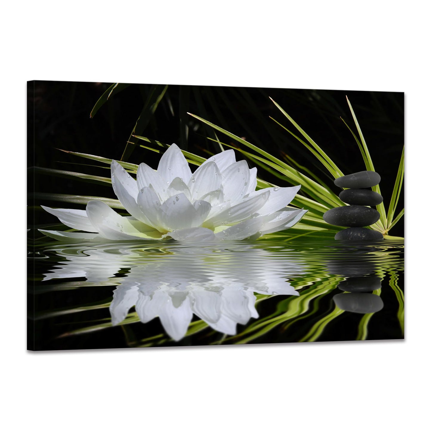 Canvas Prints Art Lotus Floral Pictures Wall Art for Zen Office Decor Meditation Poster Modern Artwork Painting Framed Ready to Hang(12x16inch)