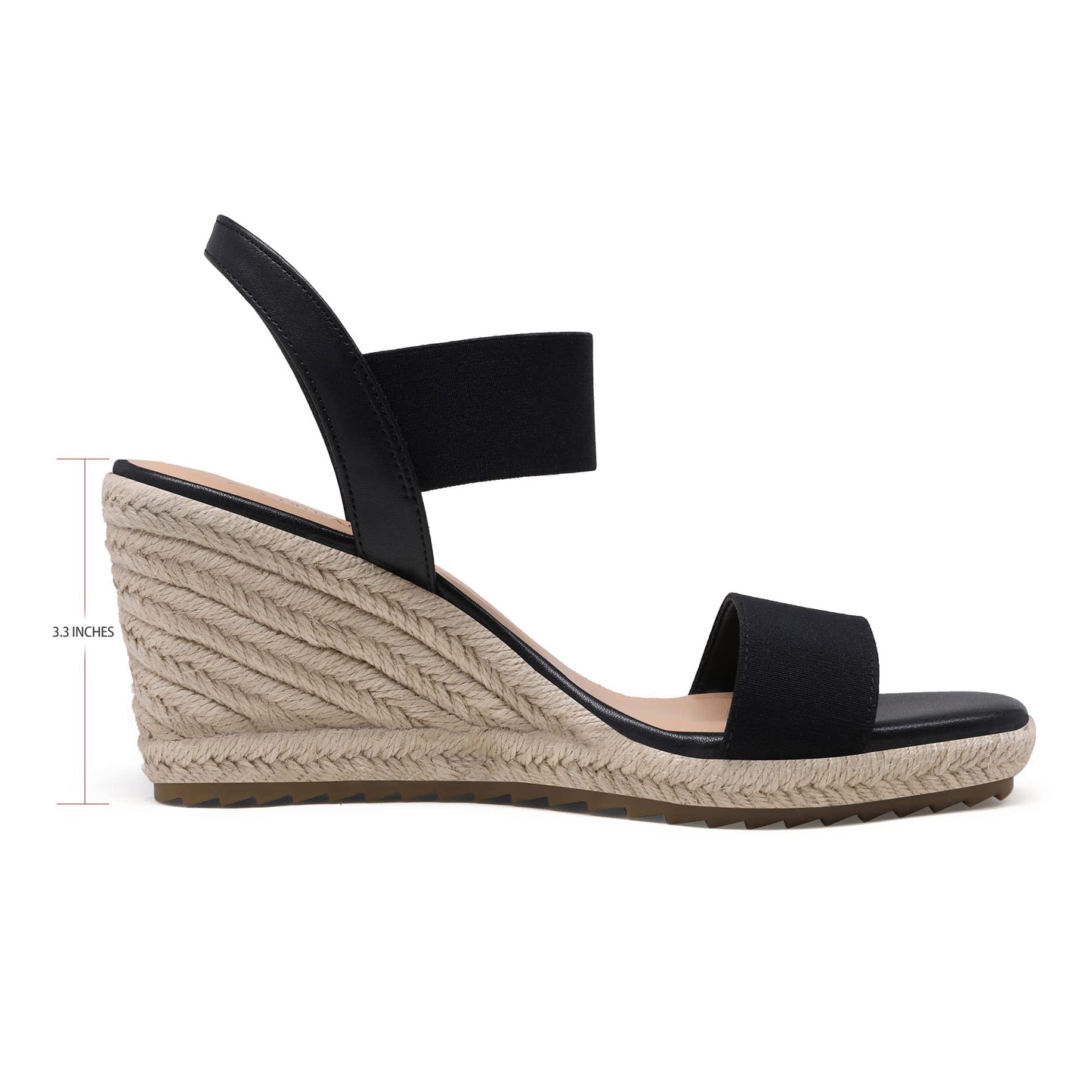 DREAM PAIRS Damen Espadrilles mit offener Spitze, elegante Plateausandalen, Schlupfsandalen mit elastischem Knöchelriemen und Keilabsatz 