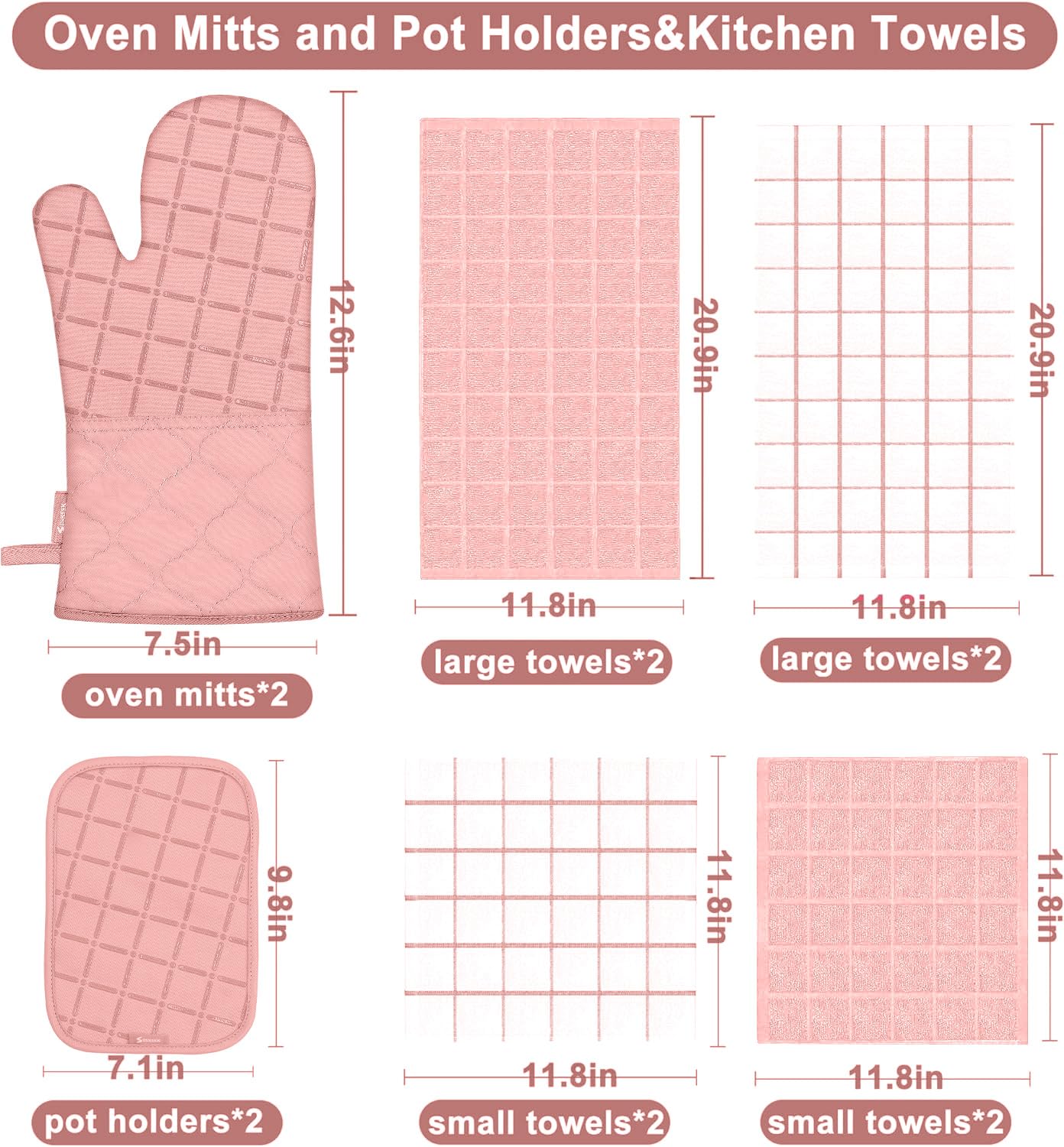 Ofenhandschuhe, Küchentücher und Geschirrtücher, Topflappen-Sets, Ofenhandschuhe, Küchengeschirrtücher, 500 Grad hitzebeständige Topflappen mit rutschfester Silikonoberfläche zum Kochen, Grillen, Backen, Schwarz 