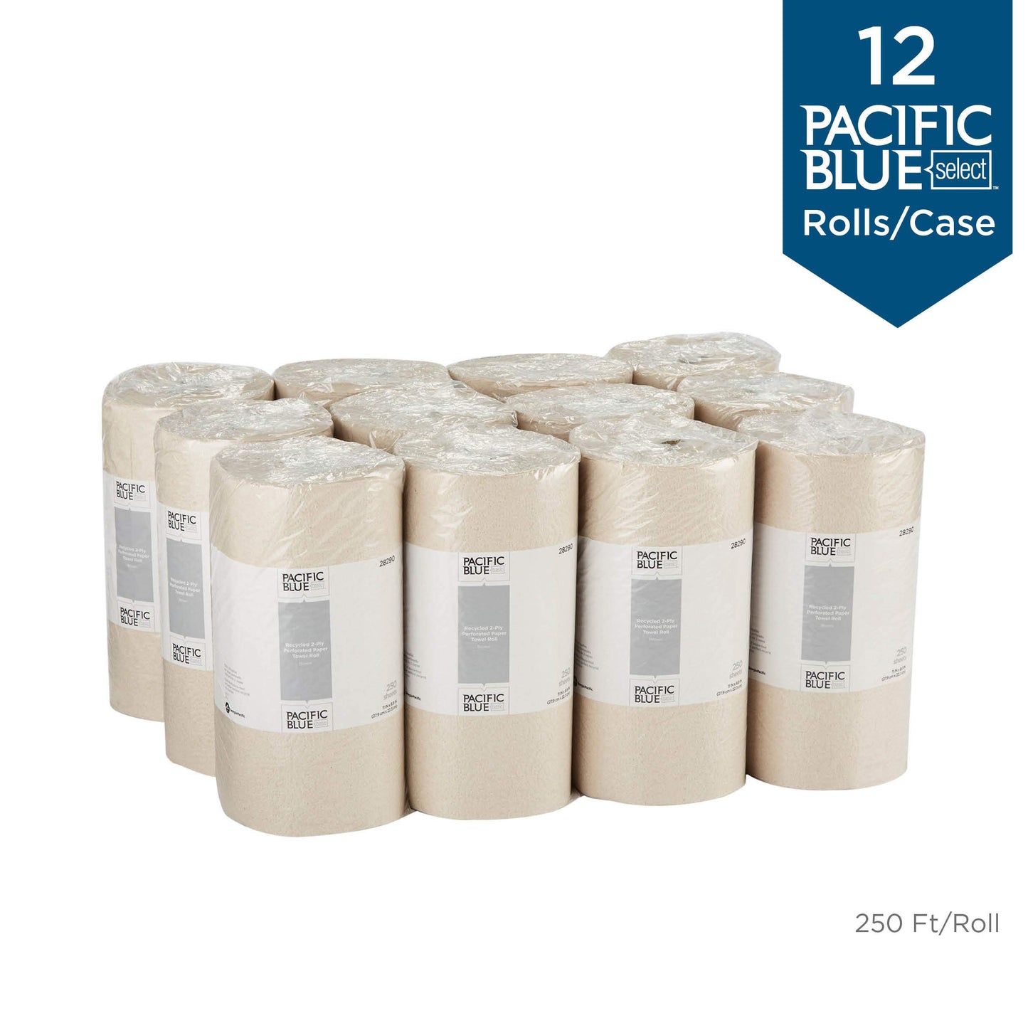 Rouleaux d'essuie-tout perforés à 2 épaisseurs Blue Select de Georgia-Pacific, 27385, 85 feuilles par rouleau, 30 rouleaux par boîte 