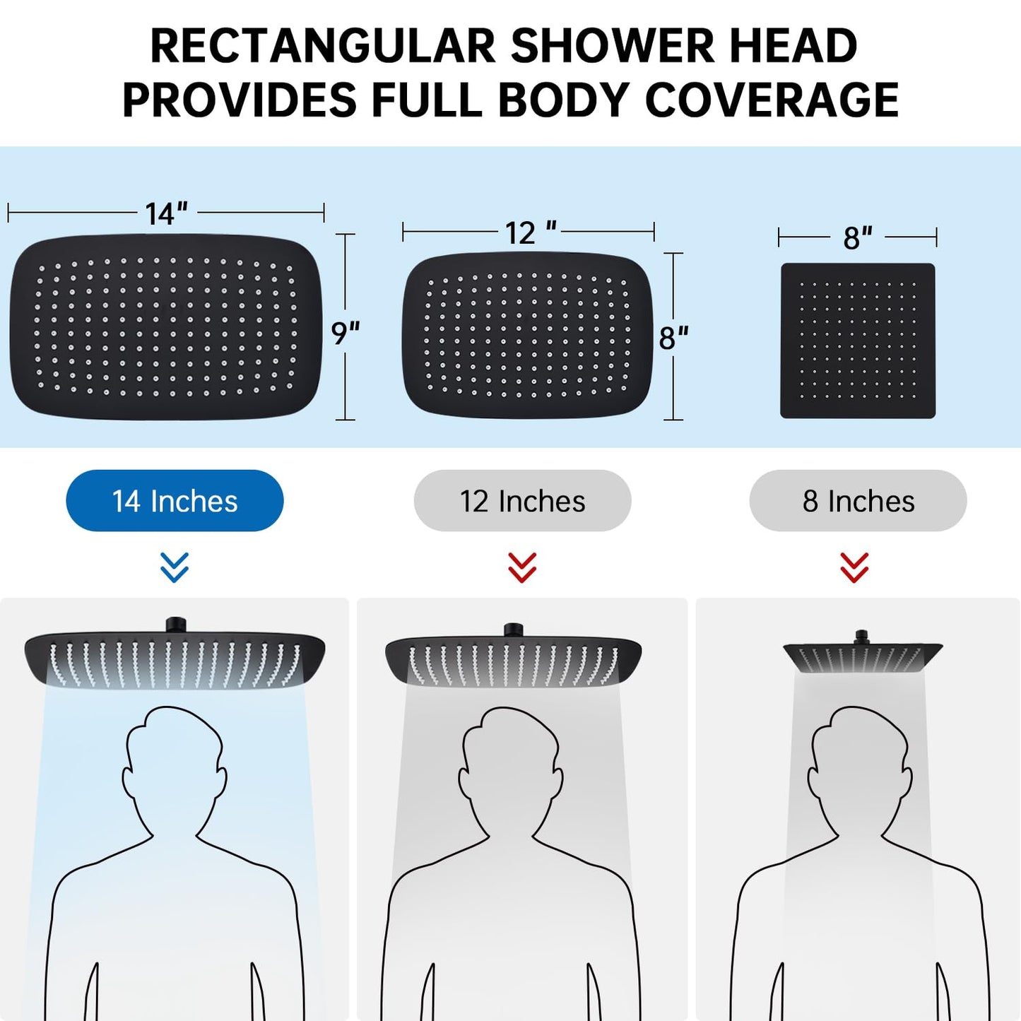 G-Promise All Metal 12 Inch Shower Head with Massage Mode Handheld, Rain Shower Head with Handheld Spray Combo, 3-Way Diverter with Pause Setting, 13 Inch Adjustable Extension Arm (Matte Black)