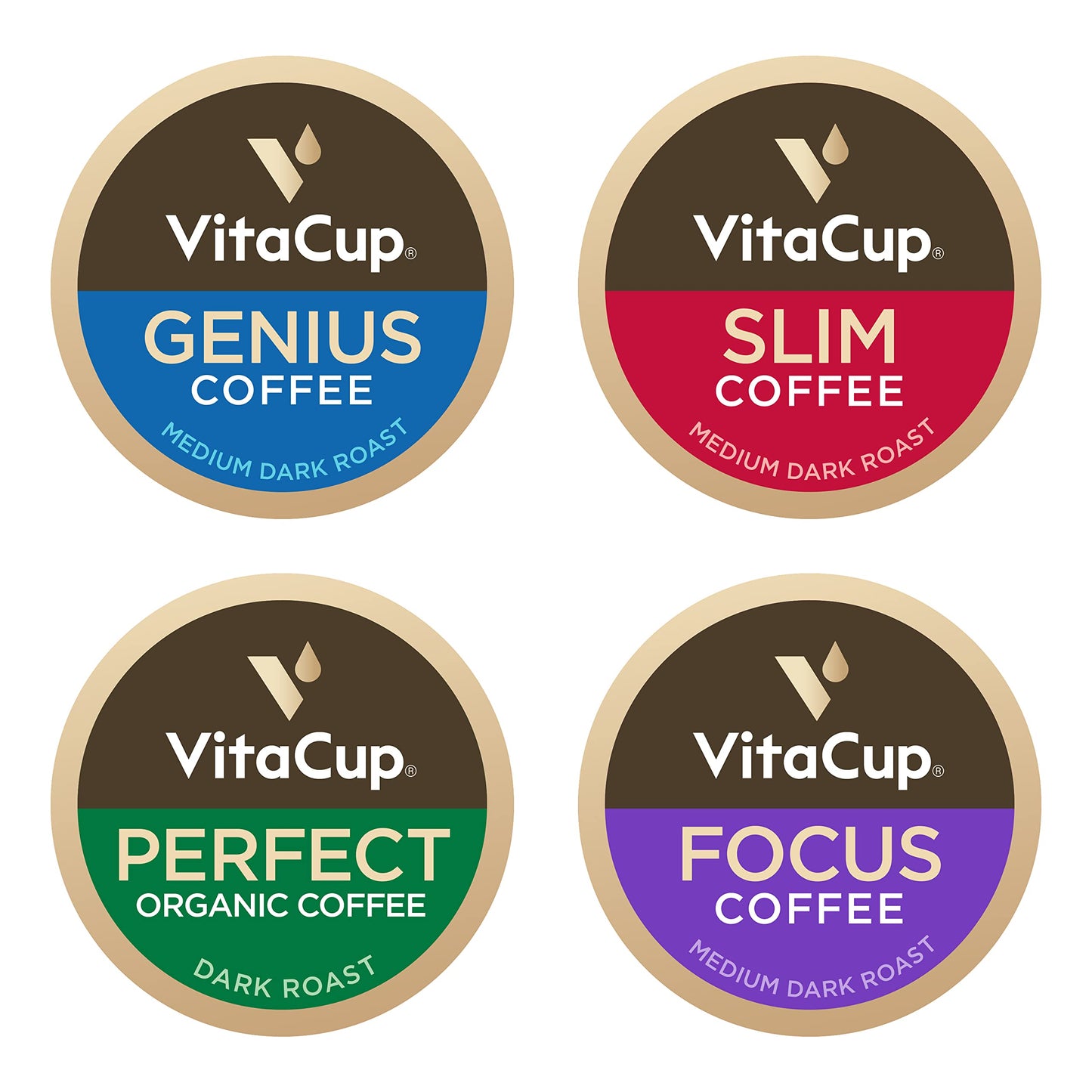 Capsules de café VitaCup Lightning, pour la mémoire et la concentration avec 2X de caféine, grains de café vert, vitamines B, D3, café torréfié foncé et fort, dosettes individuelles recyclables compatibles avec les cafetières Keurig K-Cup, 16 unités 