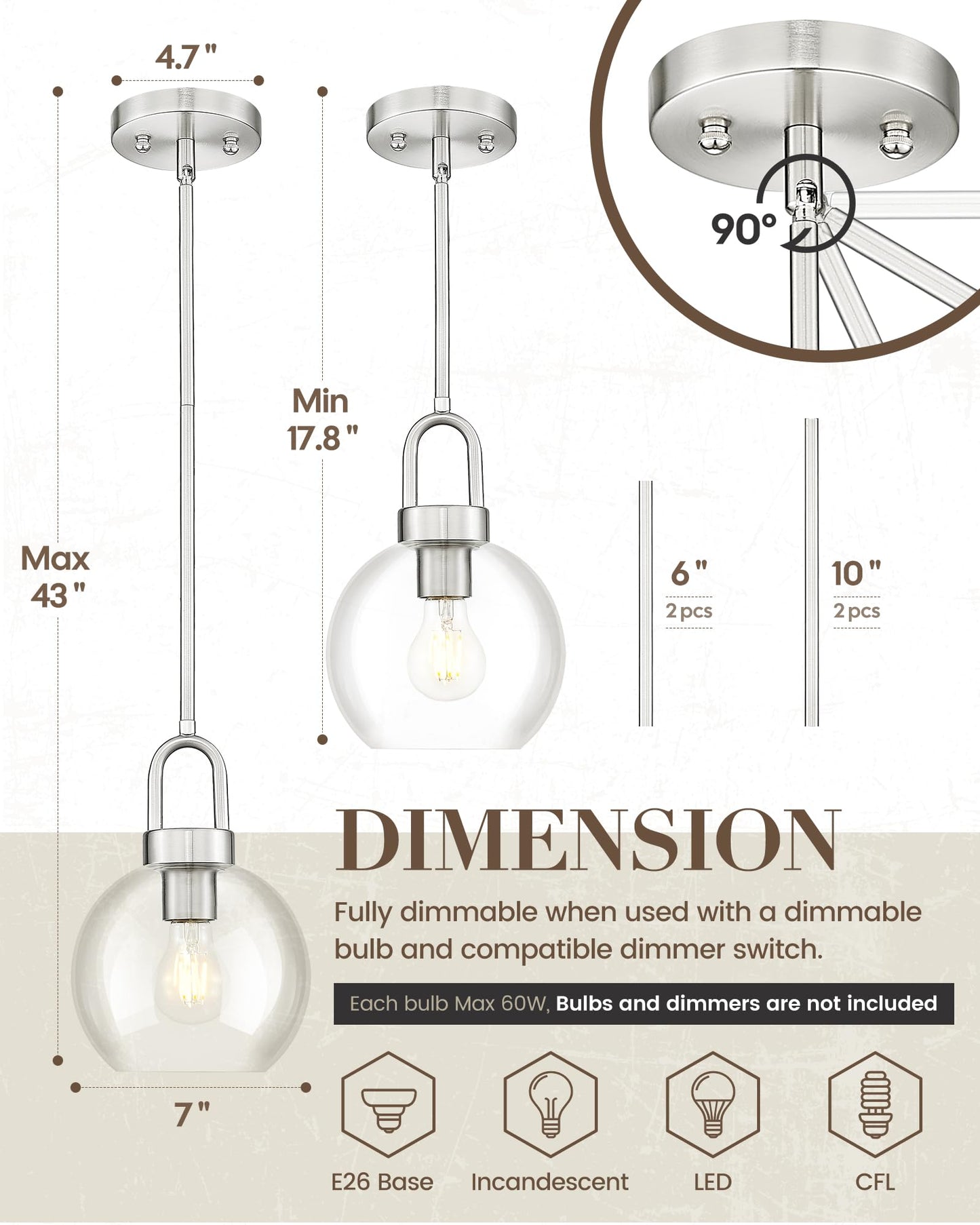 Suspension TENGXIN 7 pouces pour îlot de cuisine – Finition or brossé avec abat-jour en verre laiteux, style ferme élégant, parfait pour la salle à manger ou la chambre, TXPLBG15-MG 