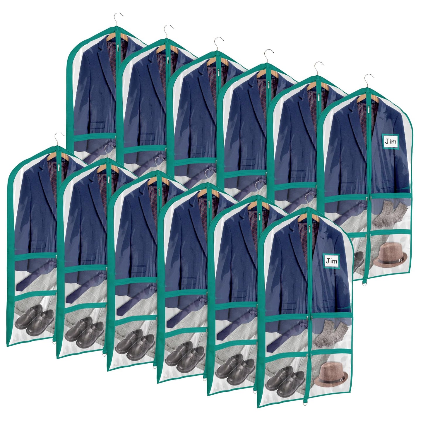 Univivi Clear PVC Dance Costume Bags (3 Pack) Garment Bag 40 Inch for Dance Competitions, with 4 Medium Clear Zipper Pockets and 1 Large Back Zippered Pocket [Upgraded Version]