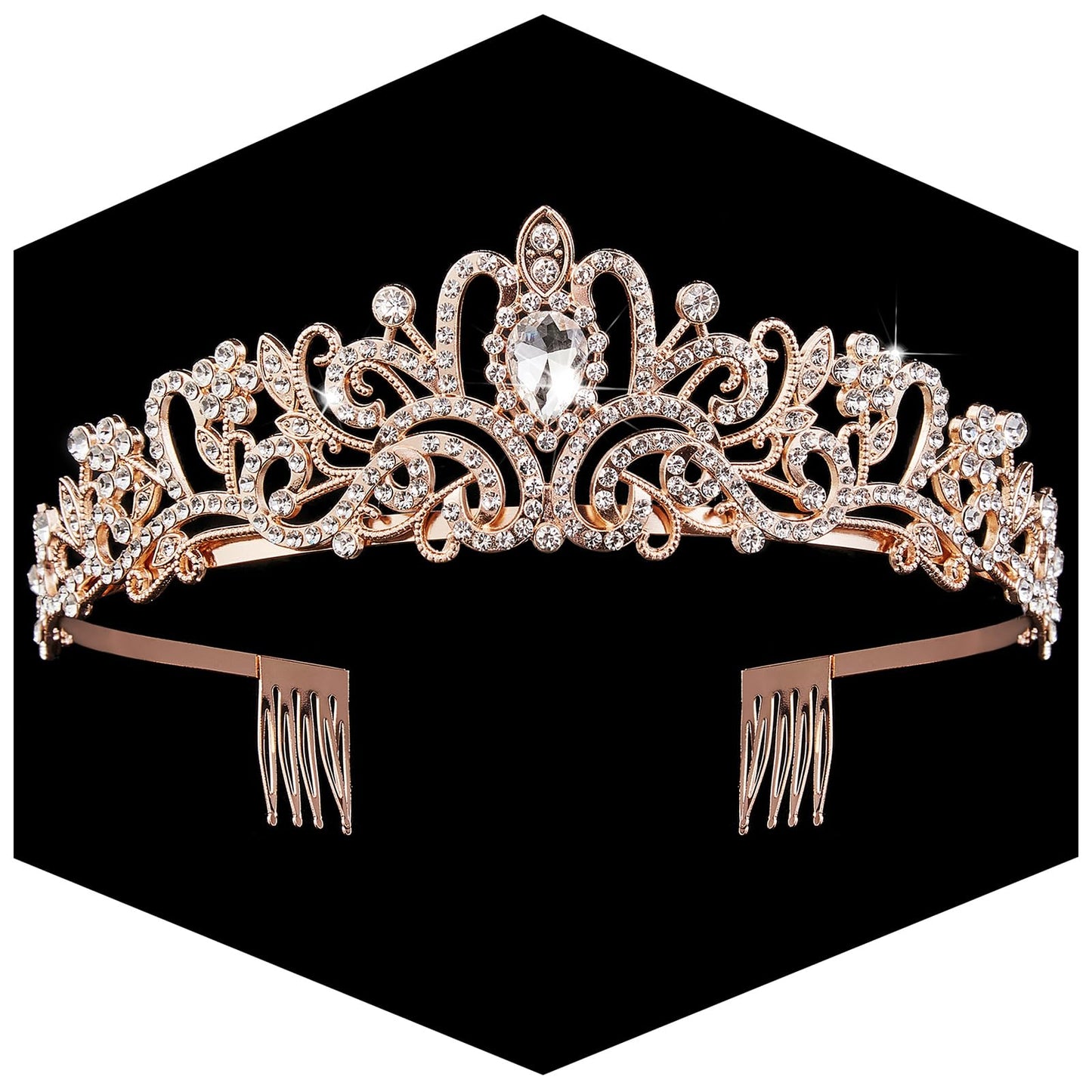Gold Crown for Women Crystal Princess Tiaras Rhinestone Queen Headband Wedding Bridal Hair Accessories Birthday Prom Pageant Party Coming of Age Ceremony Photo Props