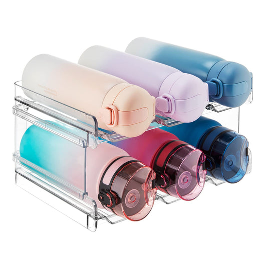 Organisateur de bouteilles d'eau empilables Lifewit pour armoire, organisation et rangement de garde-manger de cuisine, casiers à vin en plastique pour réfrigérateur, porte-gobelet de voyage, lot de 2, peut contenir 6 bouteilles 