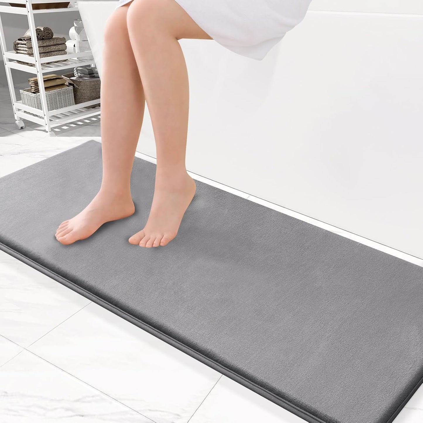Smiry Memory Foam Bath Mat – Ultra Soft, Absorbent, Non-Slip Rug for Bathroom