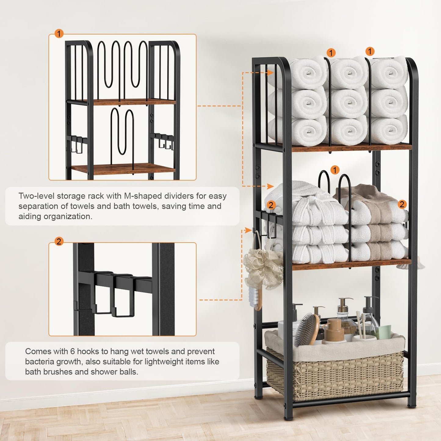 Freestanding Towel Rack – 3-Tier & 4-Tier Modern Metal Bathroom Storage