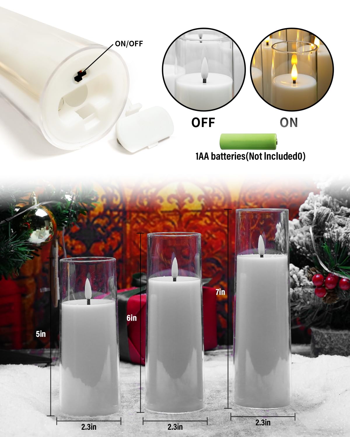 Flickering Flameless Candles Battery Operated with Remote and 2/4/6/8 H Timer Plexiglass Led Pillar Candles Pack of 9 (D2.3"xH 5"6"7")with Realistic Moving Wick Candles for Home Decor(White)