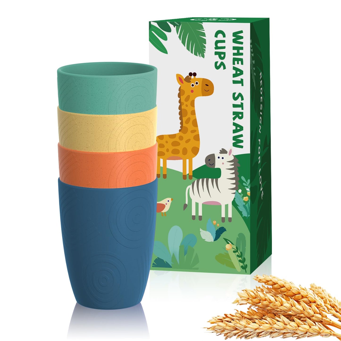 Homienly Wheat Straw Cups – Reusable, Unbreakable, Tumblers, Stackable & Dishwasher Safe