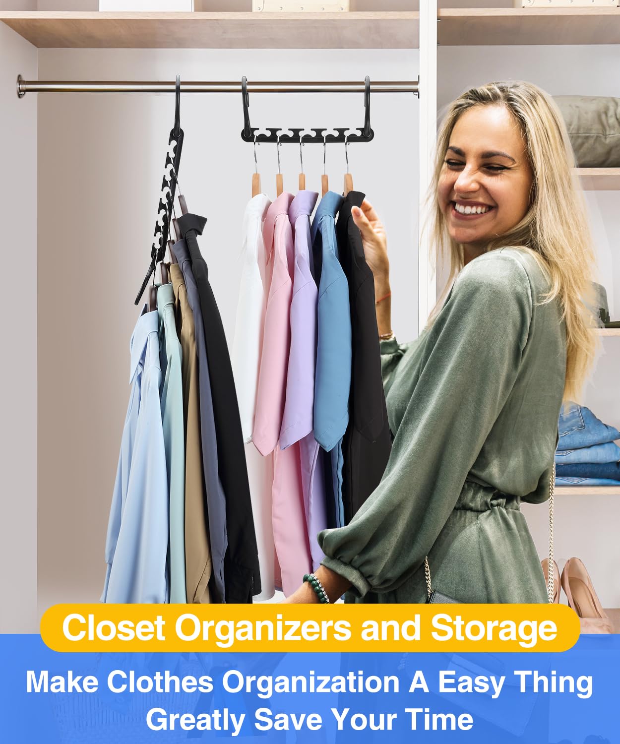 AMKUFO Hangers-Space-Saving-12 Pack - Closet-Organizers-and-Storage for Dorm-Room, Hanger-Organizer-Space-Saver-Hangers-for-Closet-Ogranization, Dorm-Room-Essentials-for-College-Students-Girls