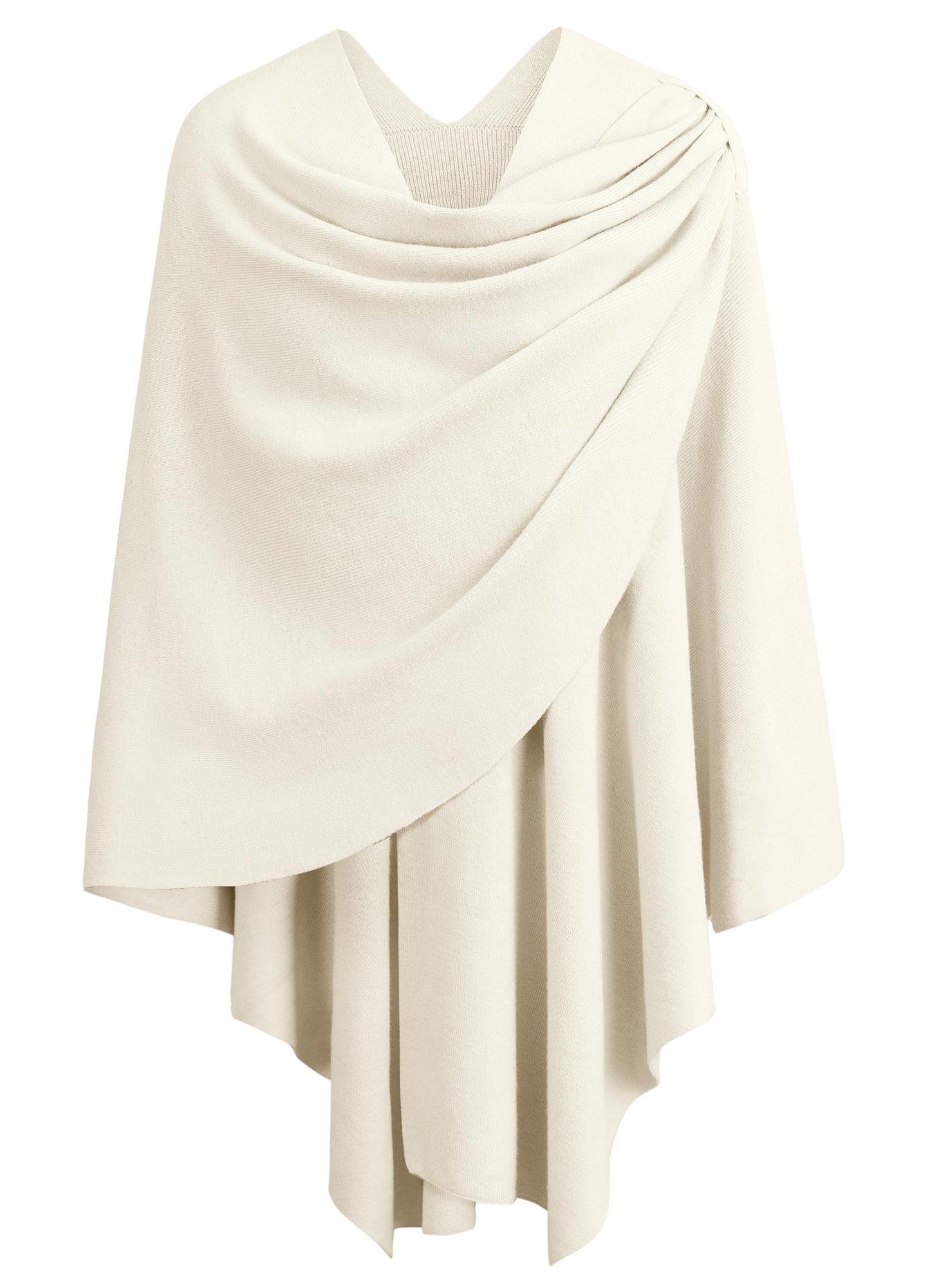 PULI Femmes Grand Poncho Croisé Sur Le Devant Pull Enveloppant Topper Tricoté Élégant Châles Cape pour l'Automne Hiver