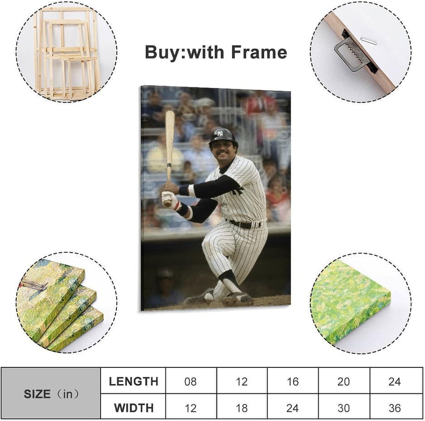 lurouya Reggie Jackson Baseball Player Poster Poster Album Cover Posters for Bedroom Wall Art Canvas Posters Music Album Cover Poster 08x12inch(20x30cm) Frame-style