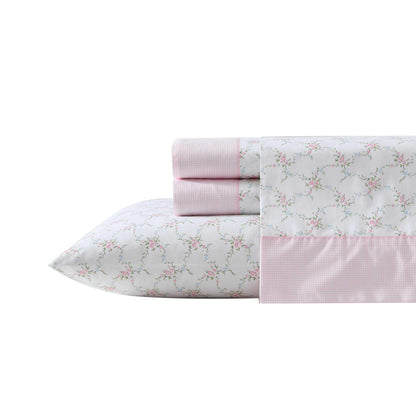 Laura Ashley - Sheet Set, Breathable Cotton Percale Bedding with Matching Pillowcases, Soft Home Decor