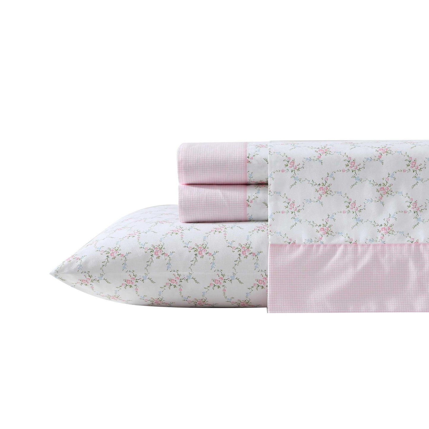 Laura Ashley - Sheet Set, Breathable Cotton Percale Bedding with Matching Pillowcases, Soft Home Decor