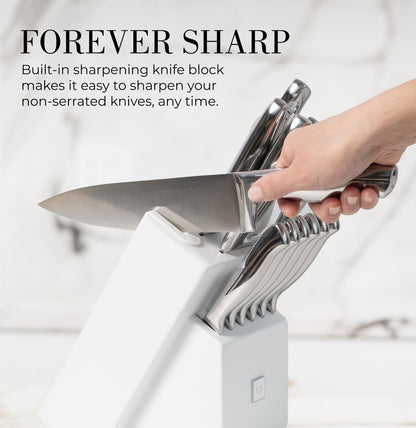 Copper Knife Set with Block - 14 PC Self Sharpening Knife Block Set