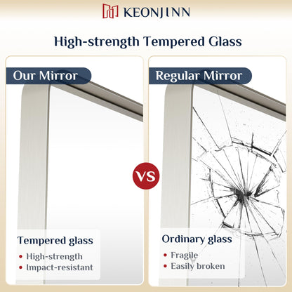 Keonjinn Black Mirror for Bathroom Sink, 24 x 30 Inch Sandblasted Finish Aluminum Wall Mirrors, Matte Black Rectangle Farmhouse Mirror with Shatterproof HD Tempered Glass, Anti-Rust Metal Frame