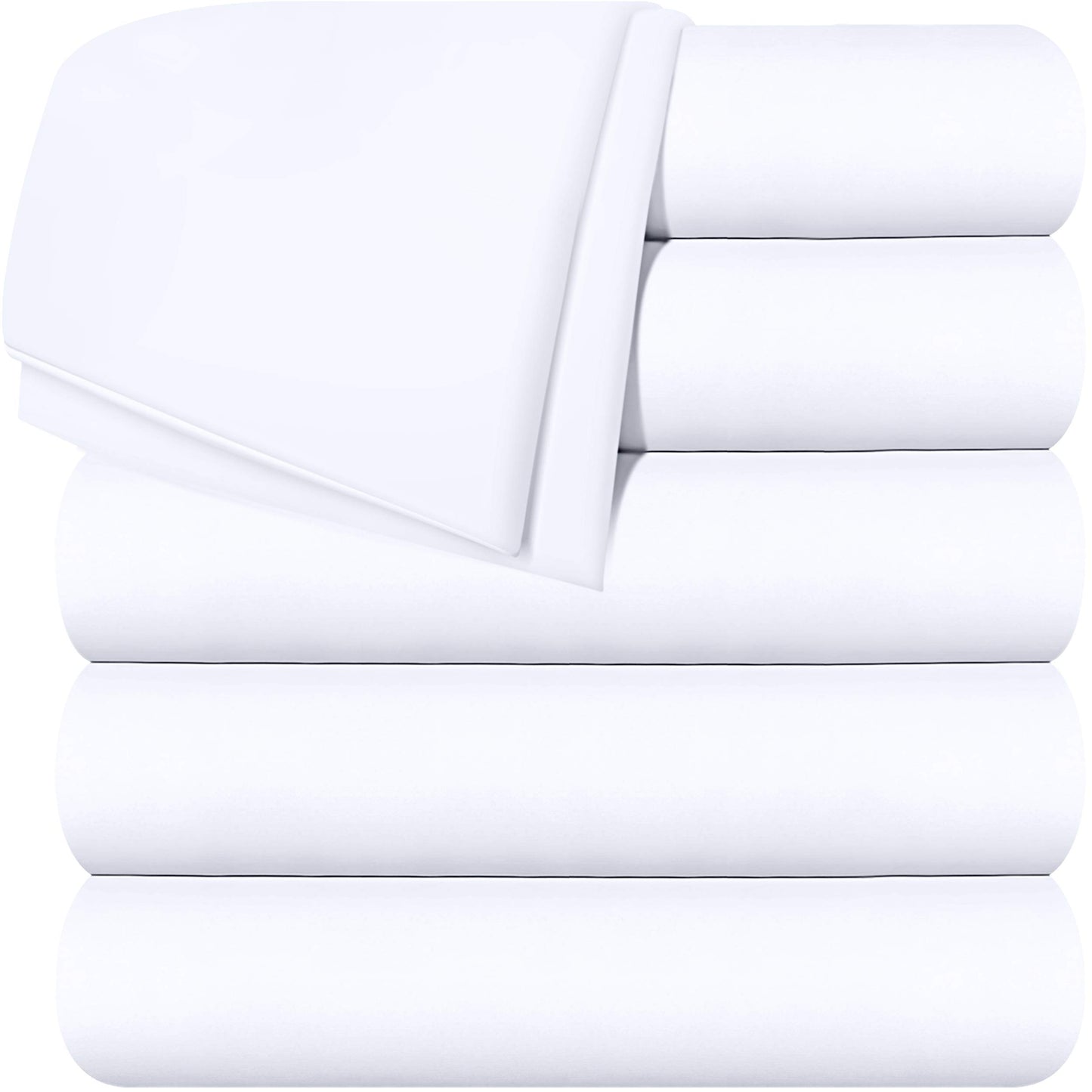 Draps plats Utopia Bedding - Lot de 6 - Tissu en microfibre brossé doux - Draps supérieurs résistants au rétrécissement et à la décoloration - Entretien facile (Queen, Blanc) 