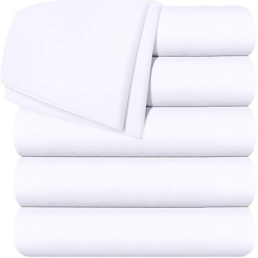 Utopia Bedding Flat Sheets - Pack of 6 - Soft Brushed Microfiber Fabric - Shrinkage & Fade Resistant Top Sheets - Easy Care (Queen, White)