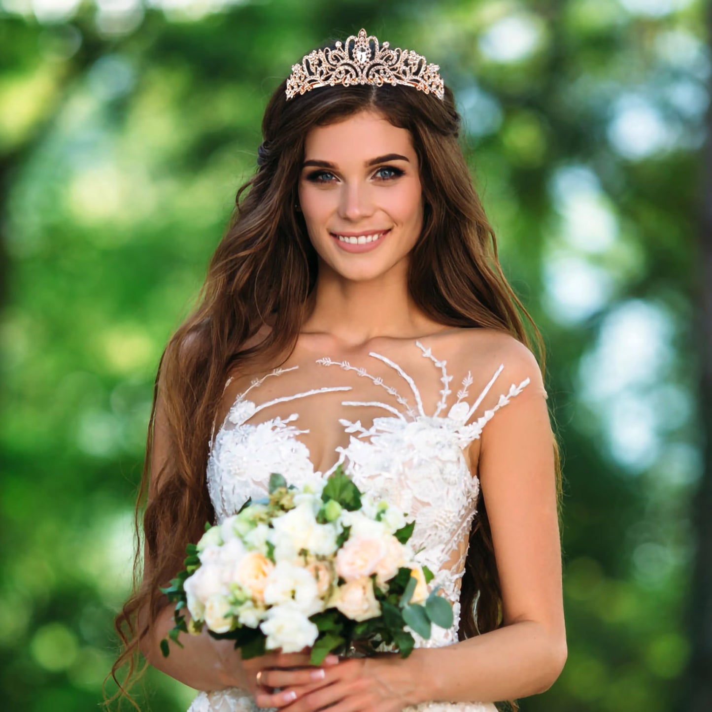 Gold Crown for Women Crystal Princess Tiaras Rhinestone Queen Headband Wedding Bridal Hair Accessories Birthday Prom Pageant Party Coming of Age Ceremony Photo Props