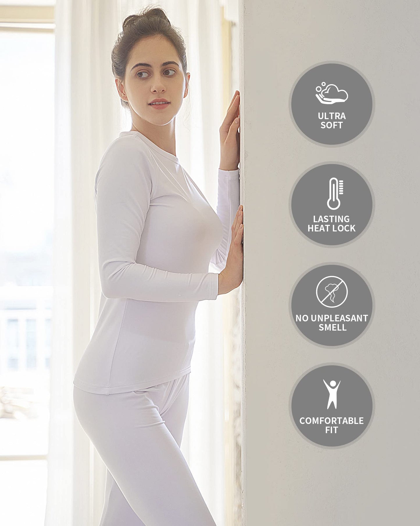 Sous-vêtements thermiques WEERTI pour femmes, caleçons longs avec doublure en polaire, couche de base pour femmes par temps froid, haut et bas 