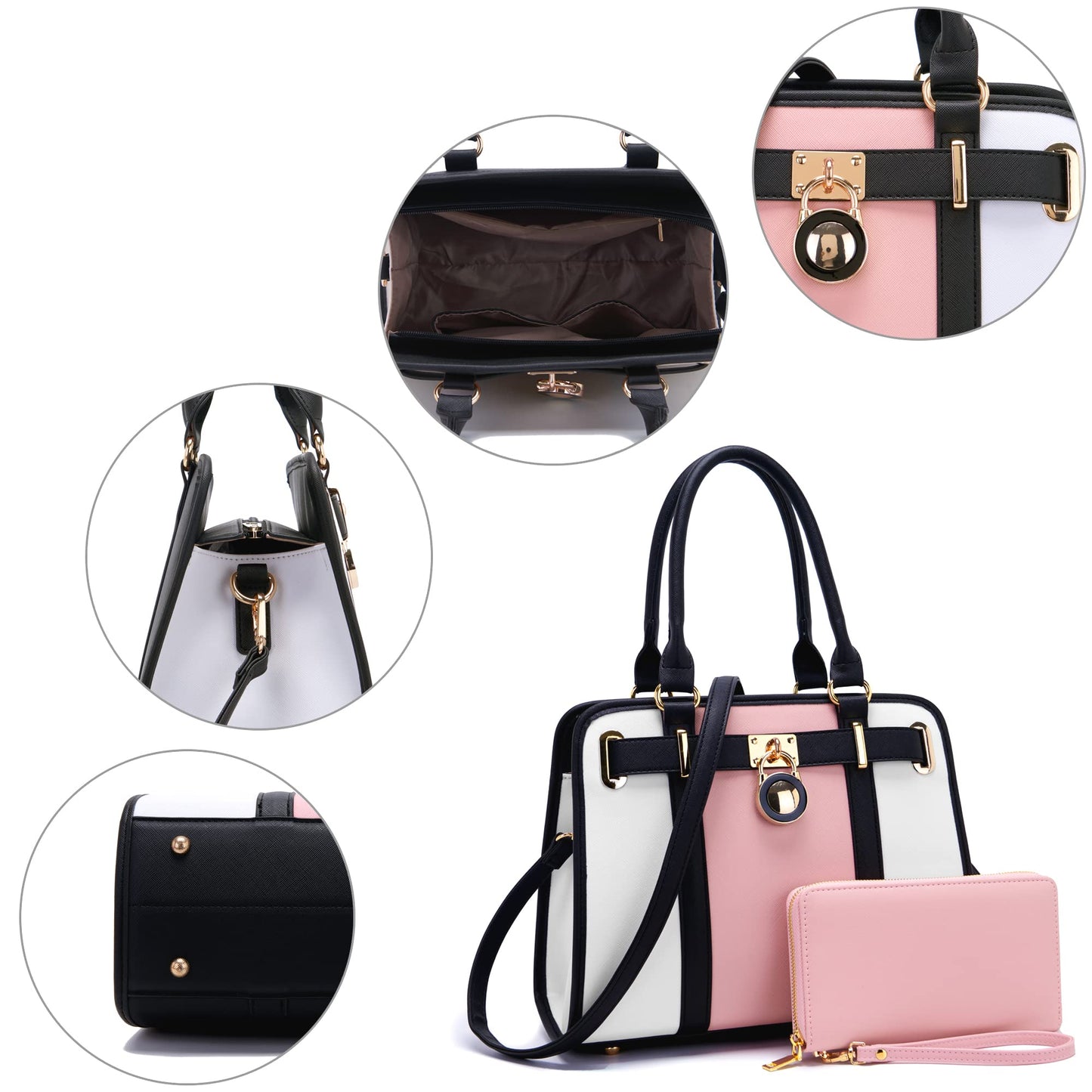 Handbags Sets For Women Shoulder Bags Top Handle Work Satchel Tote Purses Set With Matching Wallet 2pcs