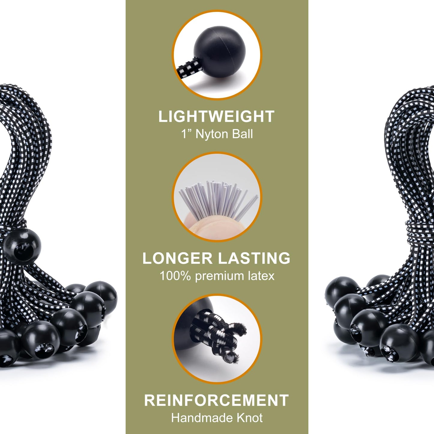 Ball Bungee Cords – 30 Pack Heavy-Duty Tarp & Canopy Tie-Downs for Outdoor Use