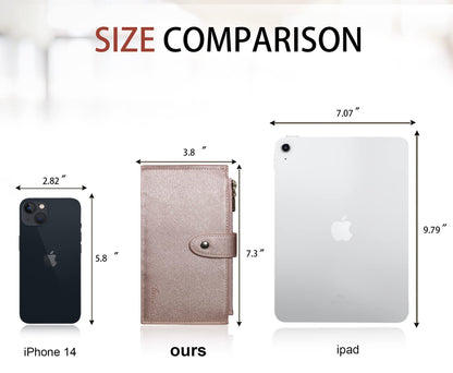 Travelambo RFID Wallet Women Large Size Bifold Multi Card Wallet Case with Zipper Pocke Credit Card Holder for Women