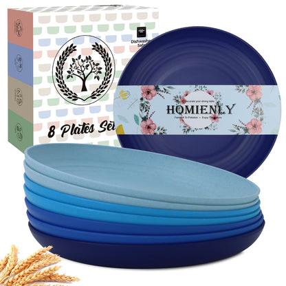 Homienly Wheat Straw Dinner Plates – Unbreakable set of 8
