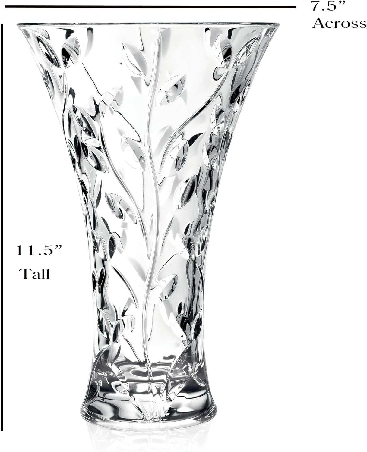 Lorren Home Trends Crystal Laurus Vase 11"-Made In Italy