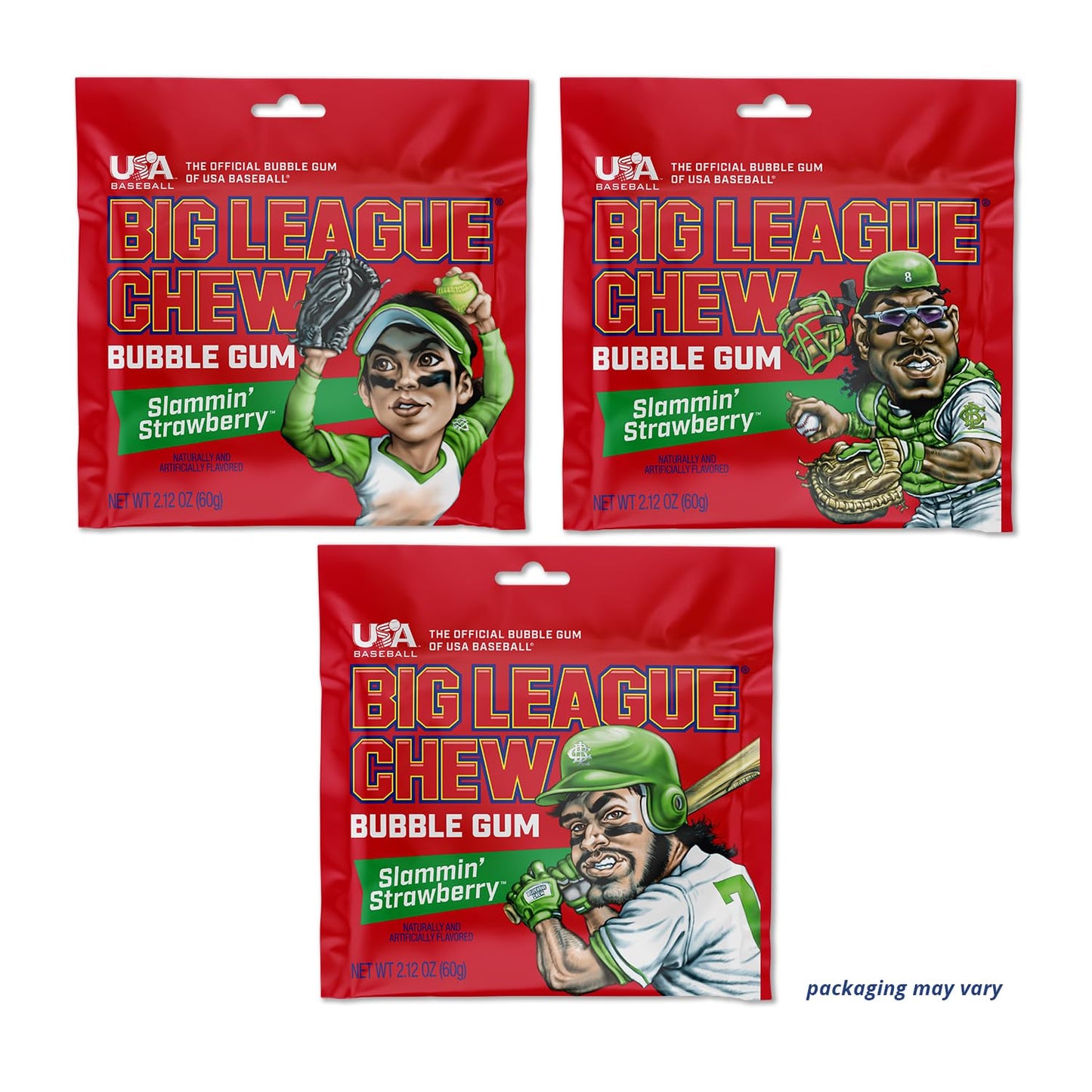 Big League Chew Outta Here Original Bubble Gum – klassischer Ballpark-Geschmack | Perfekt für Baseballspiele, Teams, Imbissbuden, Partys und mehr | Packung mit 12 Beuteln (je 2,12 oz)