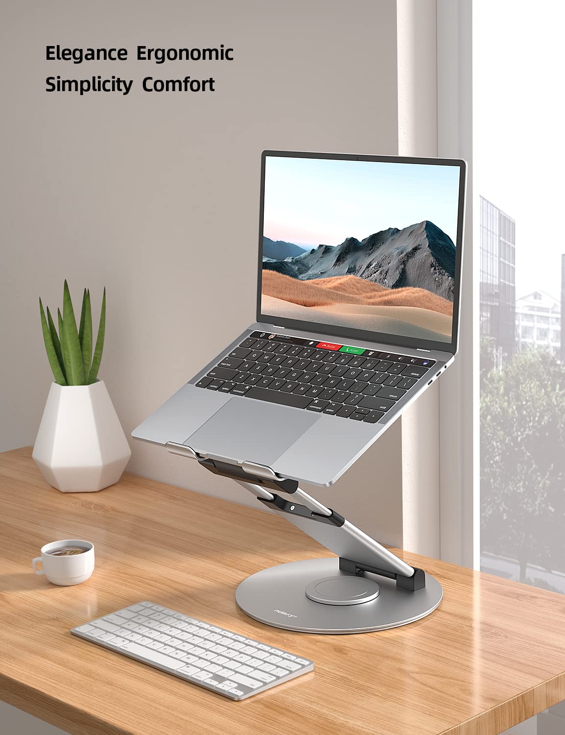 Nulaxy Telescopic 360 Rotating Laptop Stand for Desk Adjustable Height Swivel Pull Out Design Ergonomic Laptop Riser Fits All 10-17" Laptops Computer MacBook, Gray