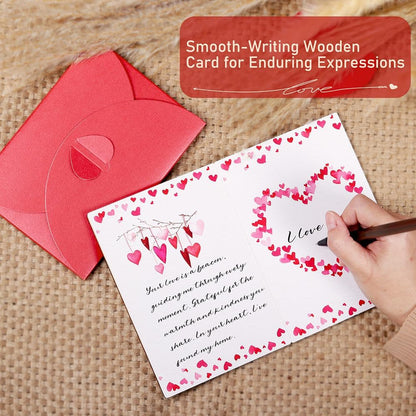Wooden Valentines Day Card for Her Him, Romantic Wood Happy Valentines Day Gifts for Husband Wife Girlfriend Boyfriend, Wooden Valentine Greeting Card