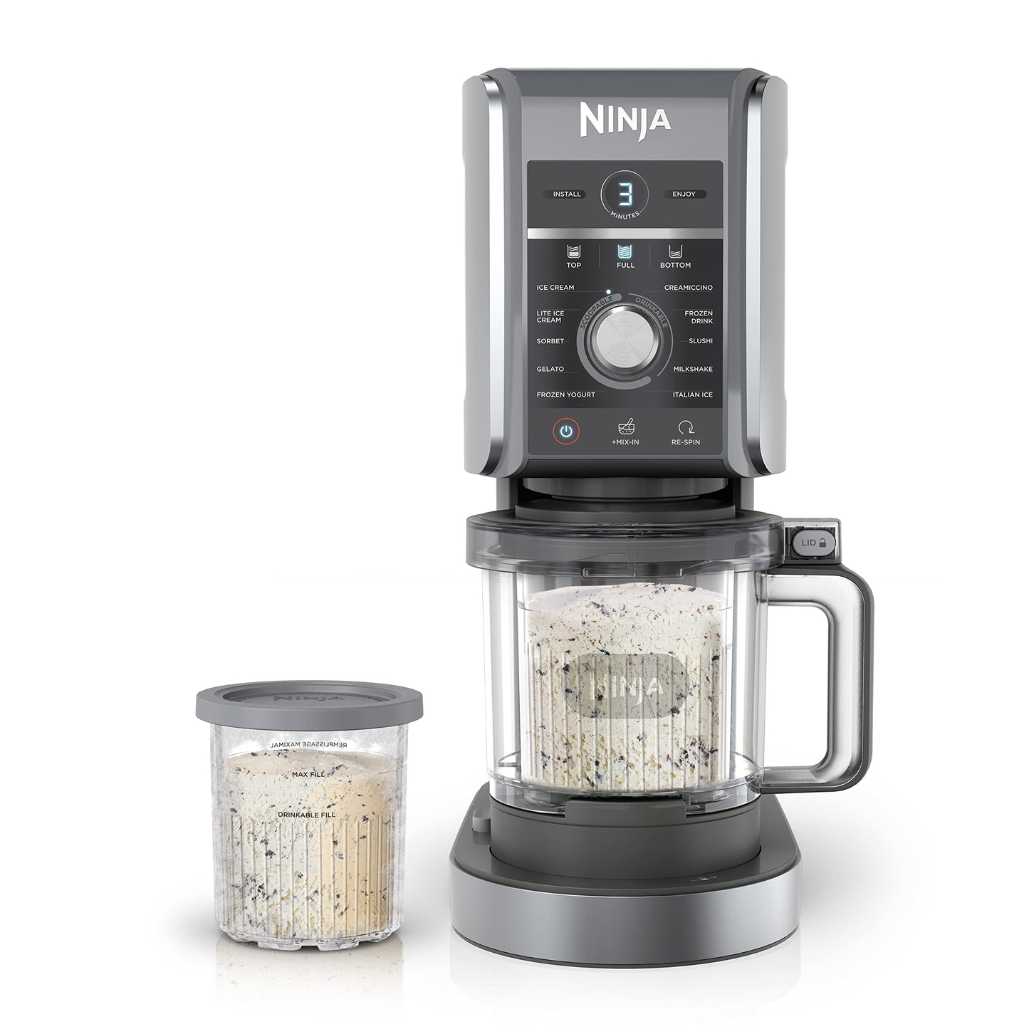 Ninja NC301 CREAMi Ice Cream Maker – 7 Programs, 2 Pint Containers, Lids
