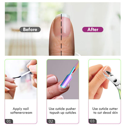 Cuticle Trimmer & Pusher – Professional Stainless Steel Manicure/Pedicure Tool for Nails