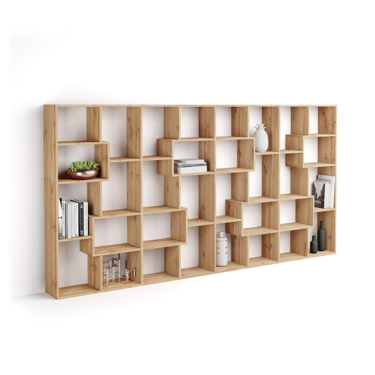 Mobili Fiver, Iacopo XS Bücherregal (63,31 x 31,5 Zoll), rustikale Eiche, Aufbewahrungsbücherregal, modernes Bücherregal für Wohnzimmer, Büro, italienische Möbel 