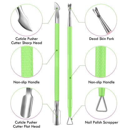 Cuticle Trimmer & Pusher – Professional Stainless Steel Manicure/Pedicure Tool for Nails