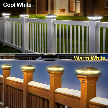 T-SUN Solar Post Cap Lights, 6 Pack – Warm & Cool White, Waterproof, Fits 4x4/5x5/6x6 Posts