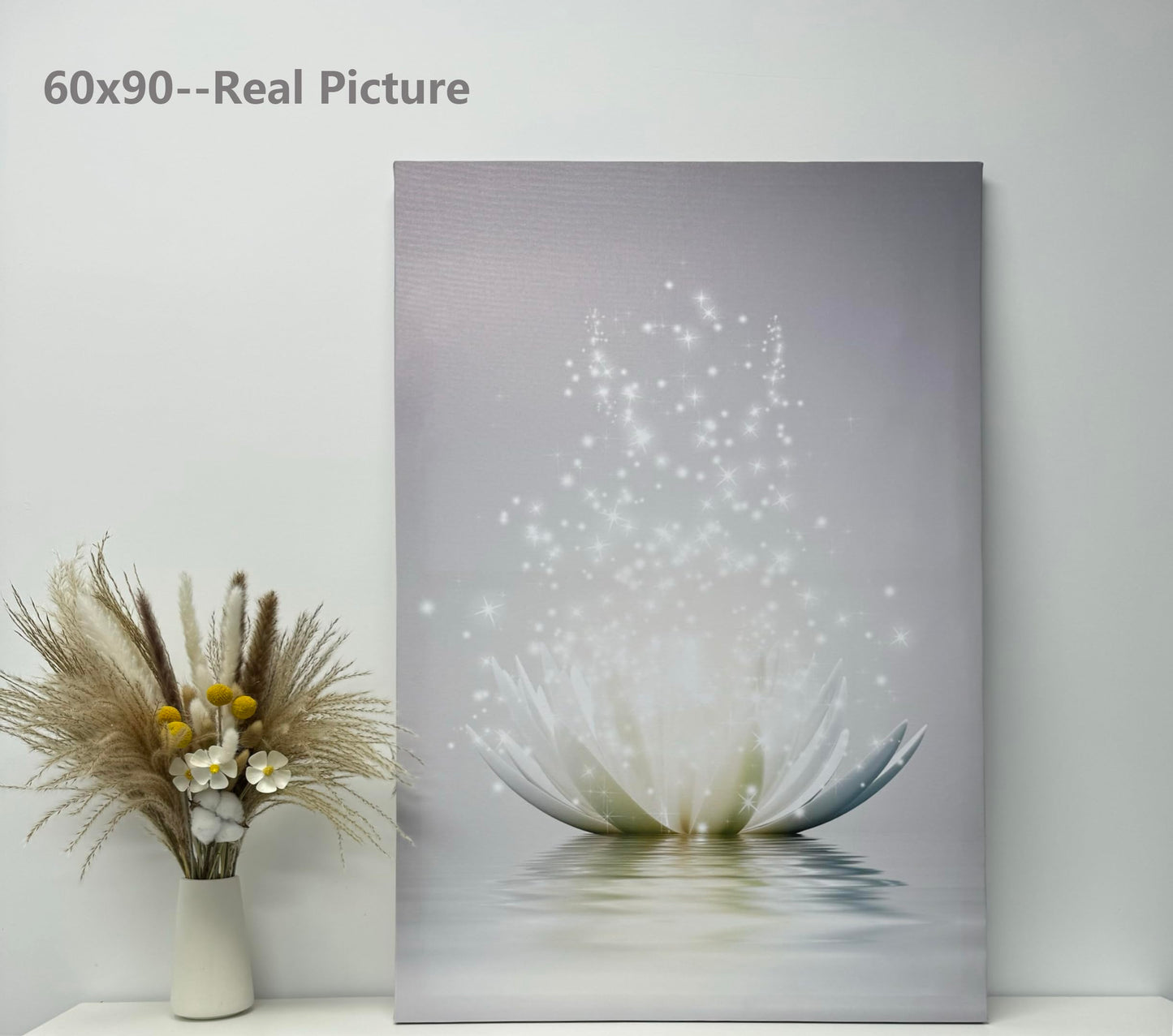 Canvas Prints Art Lotus Floral Pictures Wall Art for Zen Office Decor Meditation Poster Modern Artwork Painting Framed Ready to Hang(12x16inch)