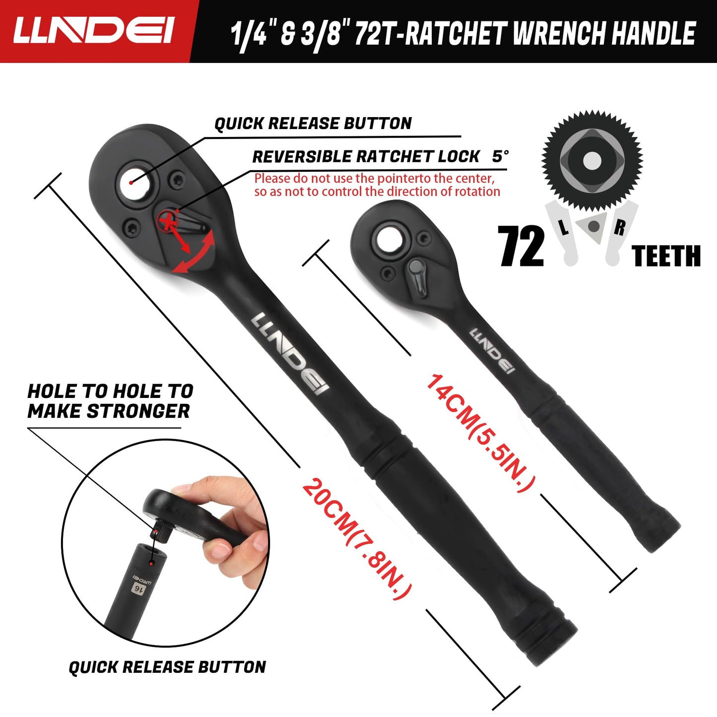 LLNDEI 1/4 & 3/8 Inch Drive Impact Socket Set, 186 Pieces Metric and Standard Full Sockets, CR-V Deep & Shallow Sockets Tool Set with Ratchet Wrench Handle, Spark Plug Socket, Bit Set for Mechanic